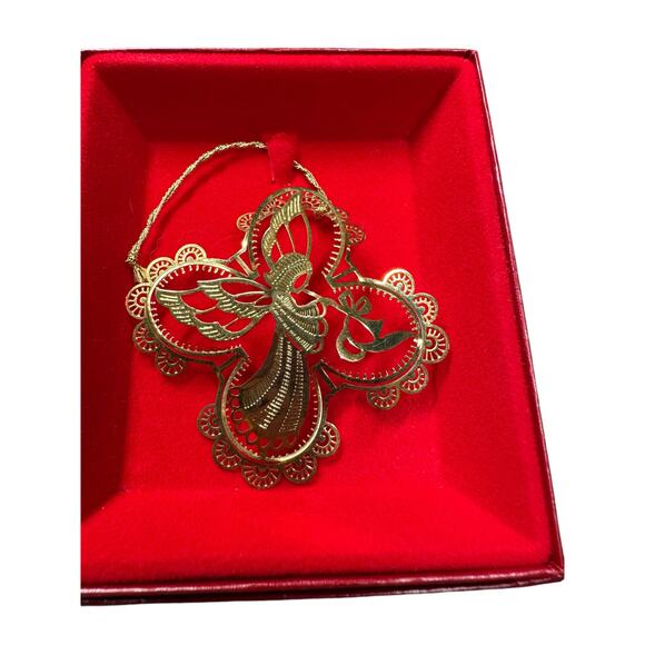 Vintage Camerlane 24kt Gold Finished‎ Angel Filigree Ornament in Original Box - Picture 4 of 5